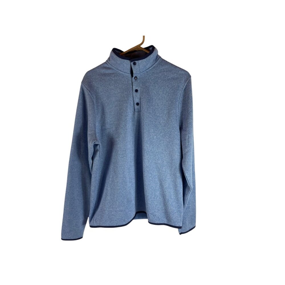 J Crew Marled Fleece Pull Over‎ Sweater Mens M Blue Long Sleeve Sweater